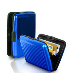 Stock Preferred Men's Credit Card Holder Wallet Aluminum Metal Case Card Slot Blue