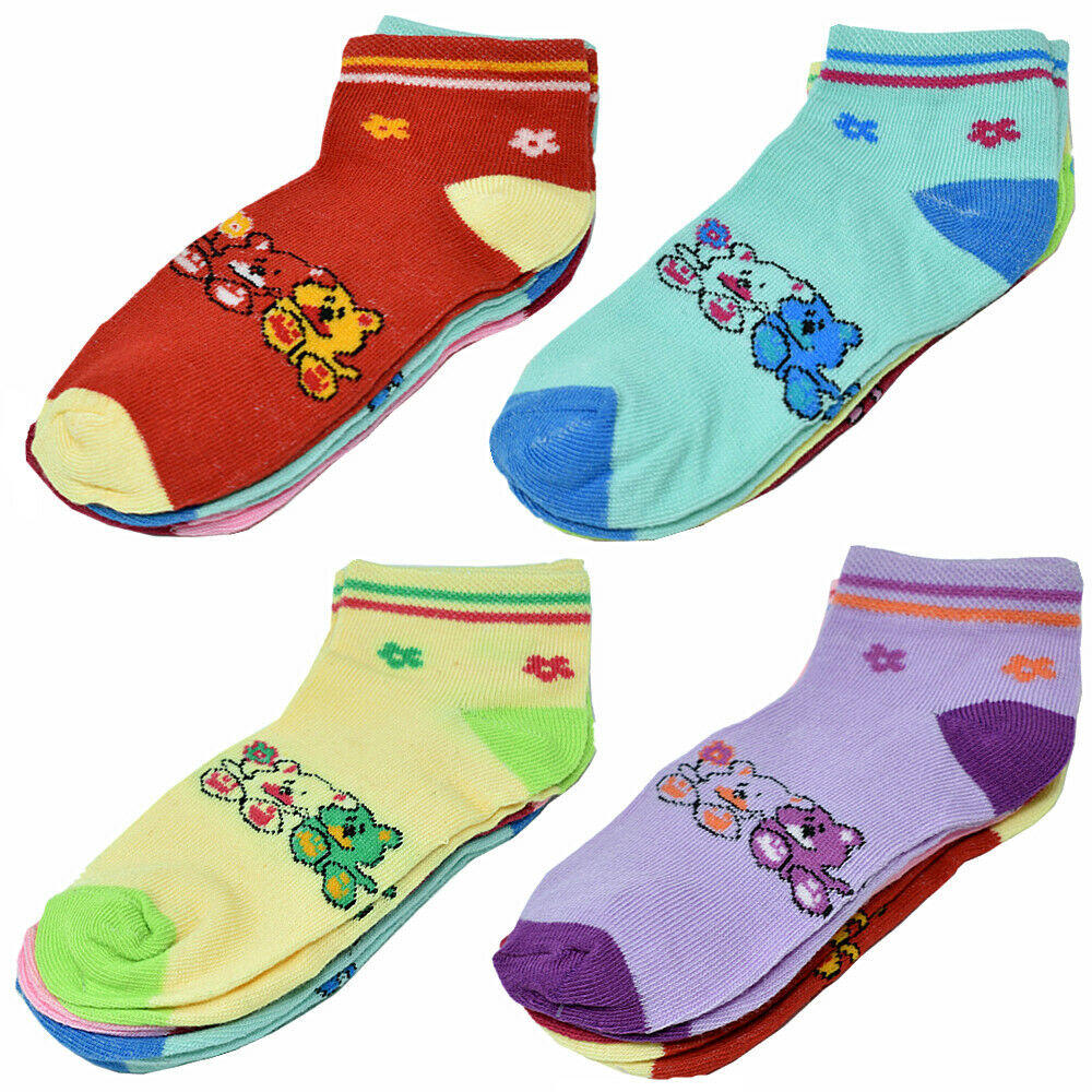Stock Preferred 12 Pairs Kids Ankle Crew Cotton Socks Casual Size 0-2 Bear