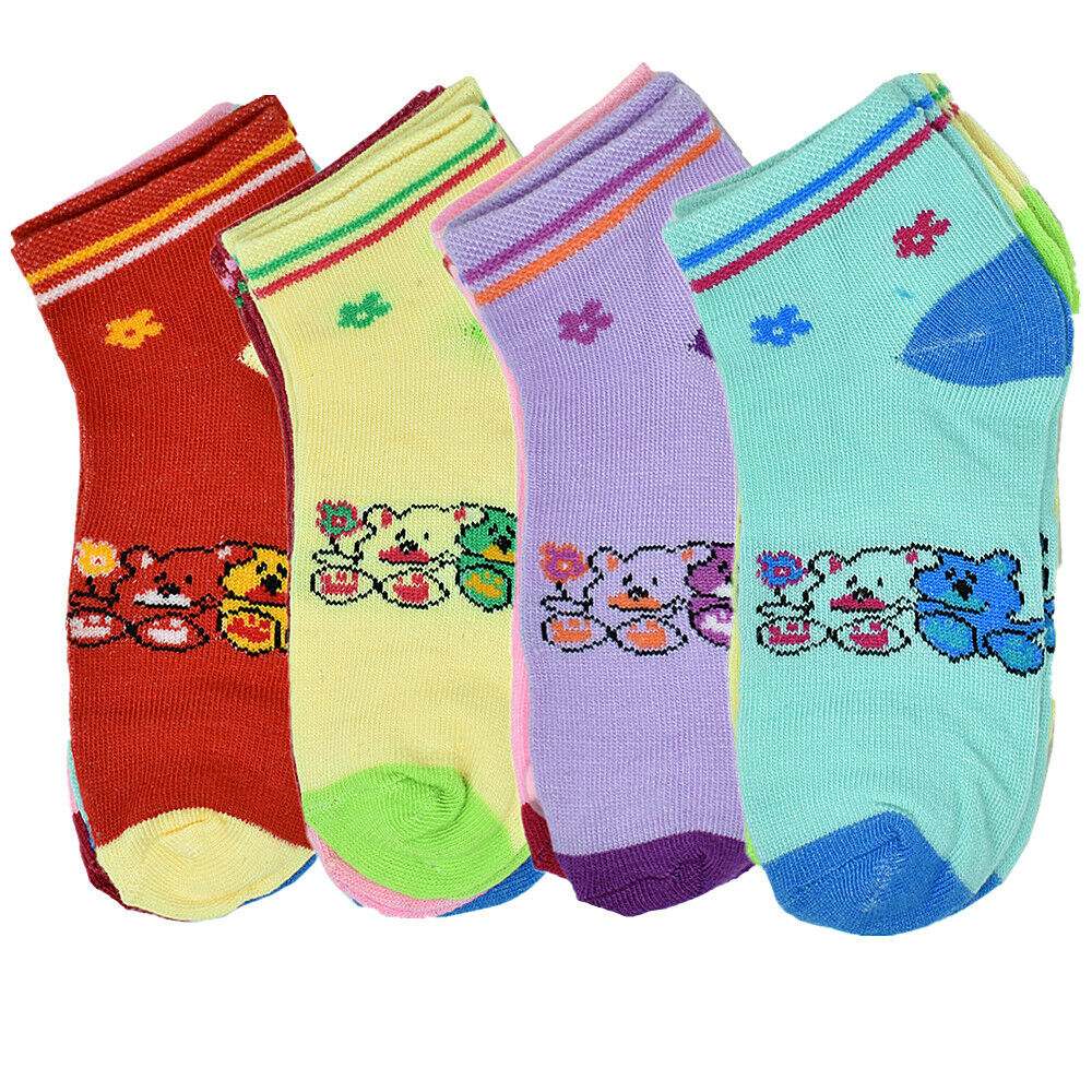 Stock Preferred 12 Pairs Kids Ankle Crew Cotton Socks Casual Size 0-2 Bear