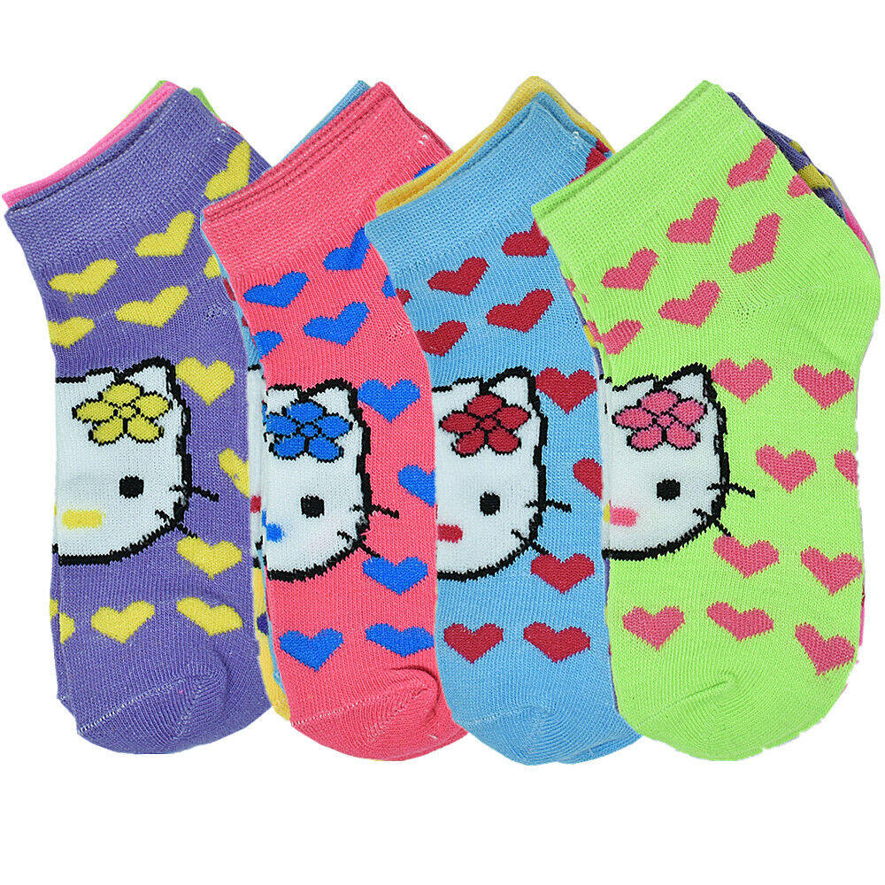 Stock Preferred 12 Pairs Kids Ankle Crew Cotton Socks Casual Size 6-8 Hearts