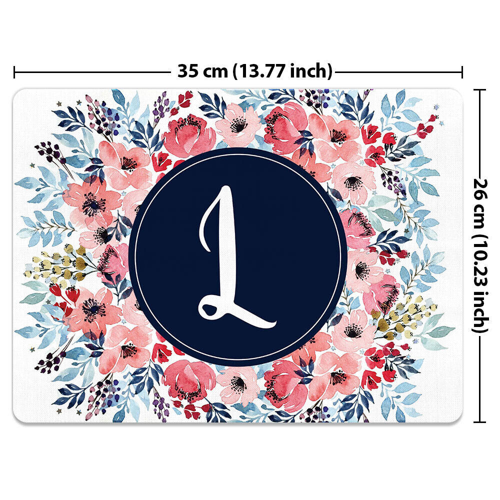 Stock Preferred Letter Monogram Initial Flower X-Large Rectangle Gaming Mousepad Watercolor Flower L