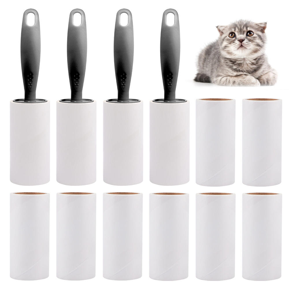 Stock Preferred Lint Rollers for Pet Hair Extra Sticky Portable Fuzz Remover 4Black Handles + 8 Refills = 720 Sheets