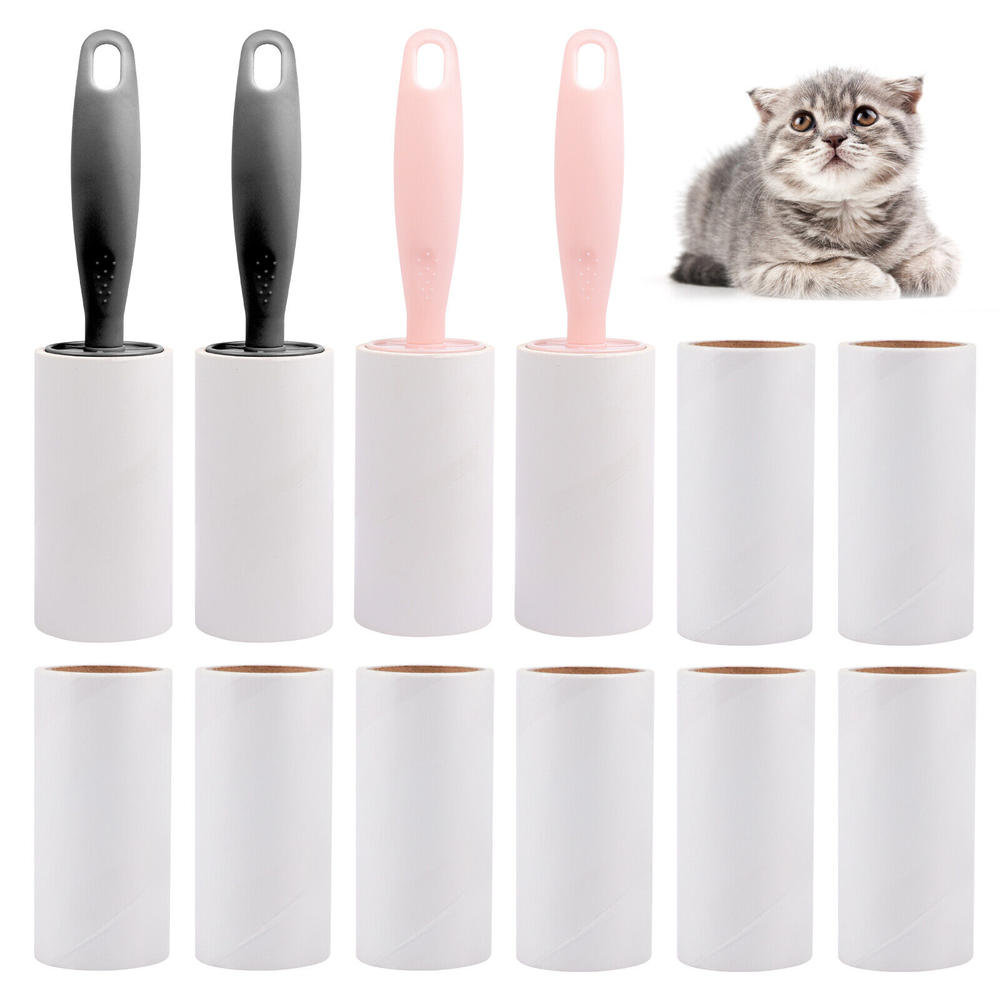 Stock Preferred Lint Rollers for Pet Hair Extra Sticky Portable Fuzz Remover 2Pink +2Black Handles+8 Refill