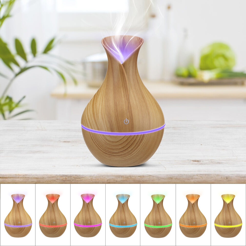 Stock Preferred Oil Aroma Diffuser Aromatherapy LED Essential Ultrasonic Humidifier Air Purifier Brown