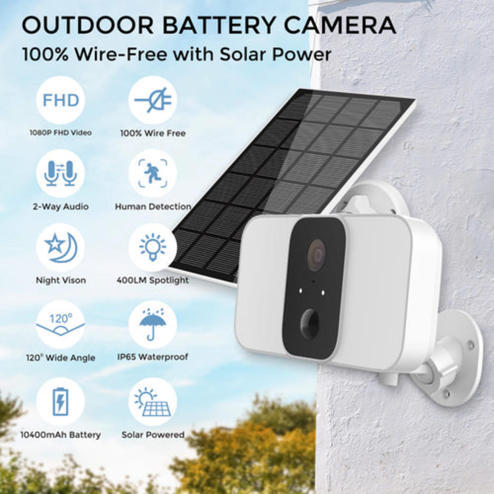 Eco4life Smart Spotlight Battery Camera with Solar Power - SC-BIPC-1008