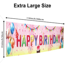 VUDECO Large Happy Birthday Banner Large 118" x 19.7"  (Pink)