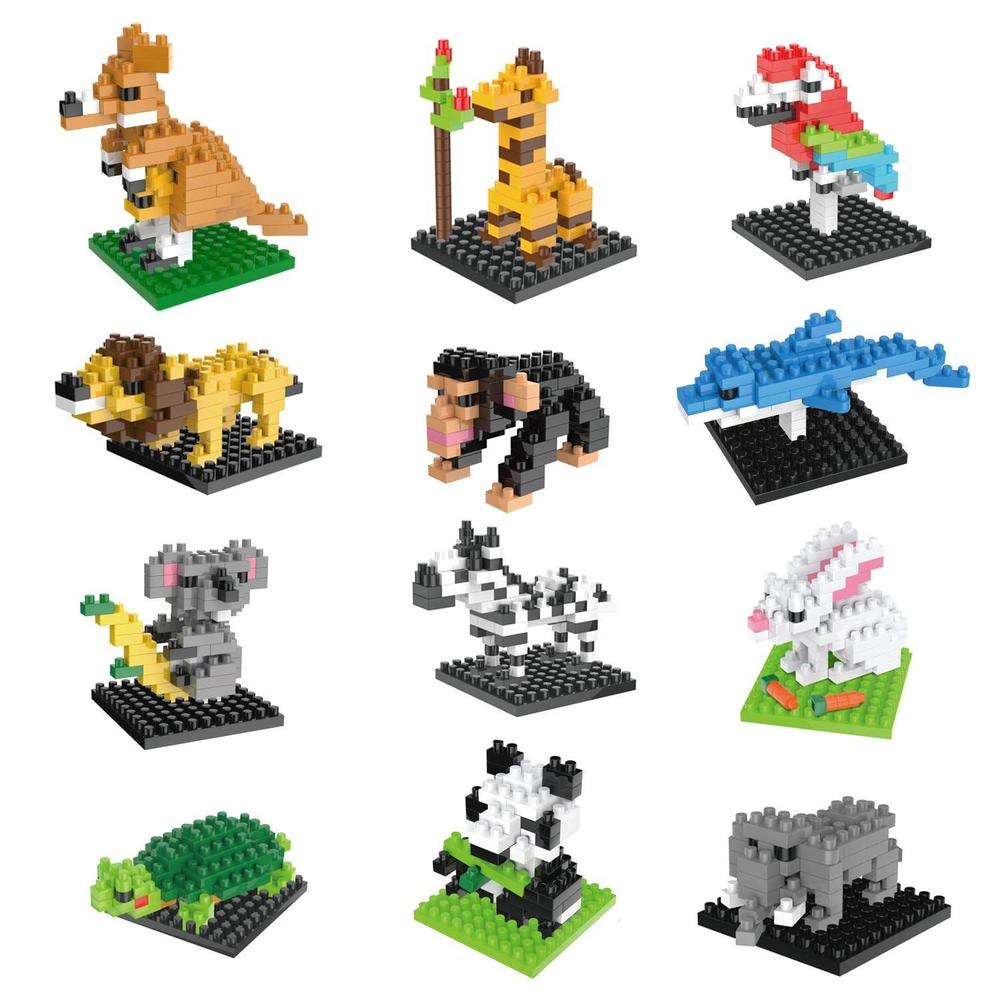Fun Little Toys 12-Pack Mini Animal Building Bricks