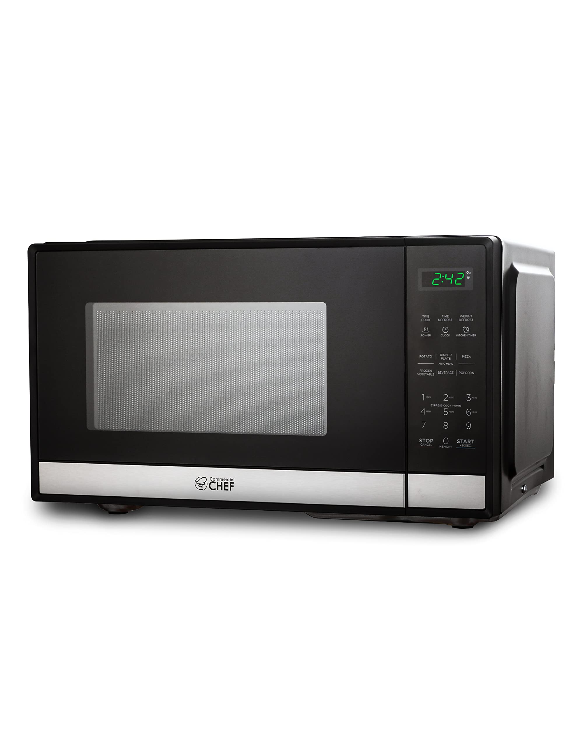 Commercial Chef CHM9MS COMMERCIAL CHEF Small Microwave 0.9 Cu. Ft.Countertop  Microwave with Touch Controls & Digital Display, Stainless Steel