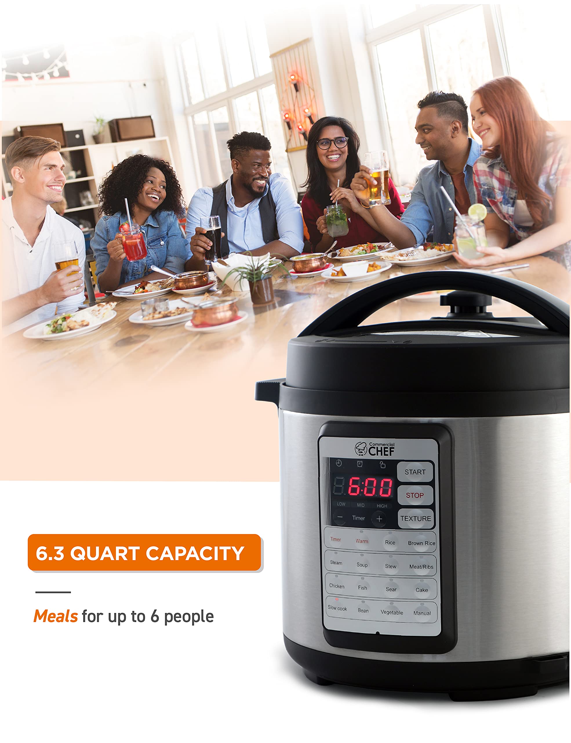 Commercial Chef 13-in-1 Electric Pressure Cooker