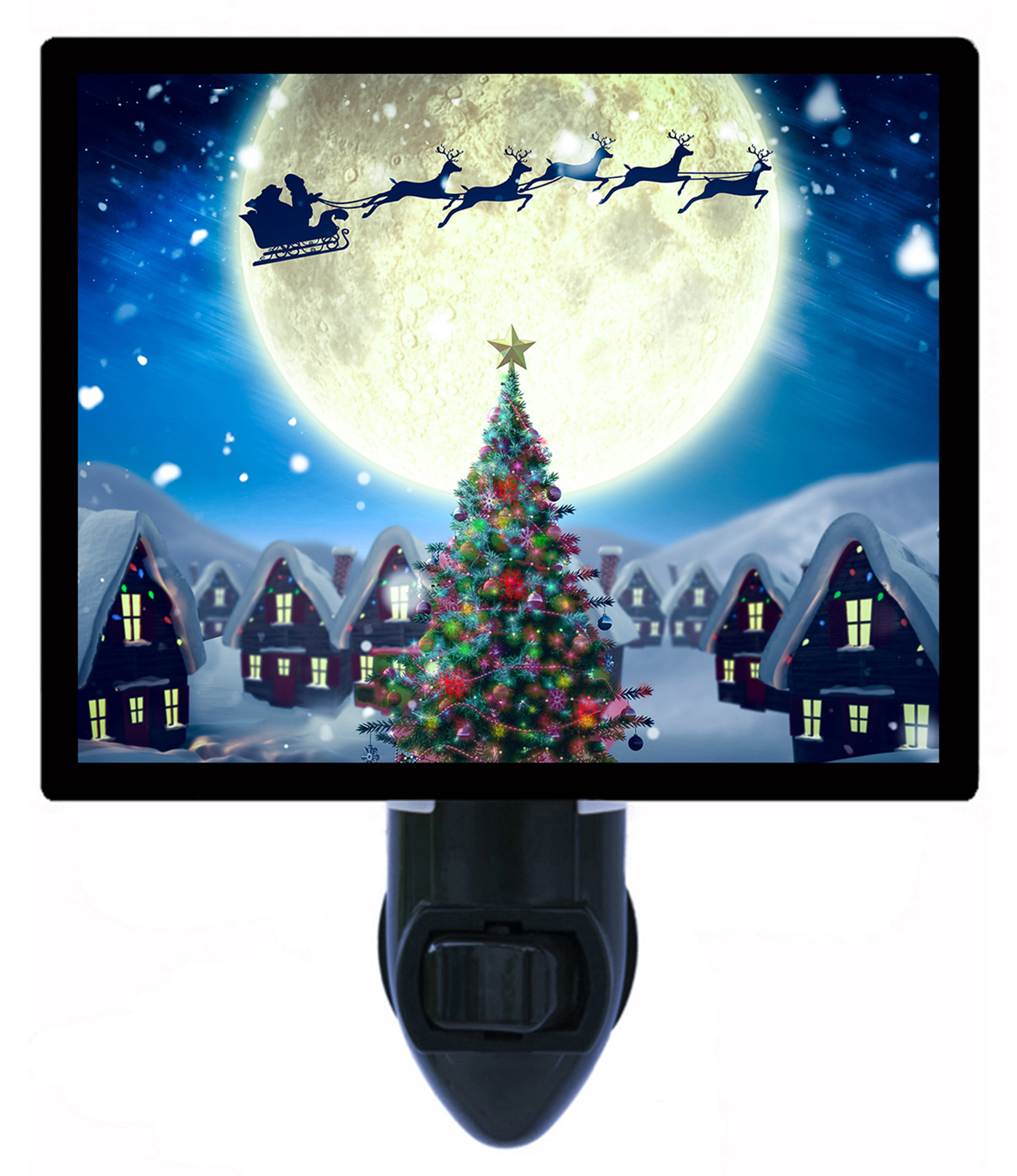 Night Light Designs Christmas Decorative Photo Night Light. Santa's Moon. Light Comes with Extra 4 Watt Bulb.