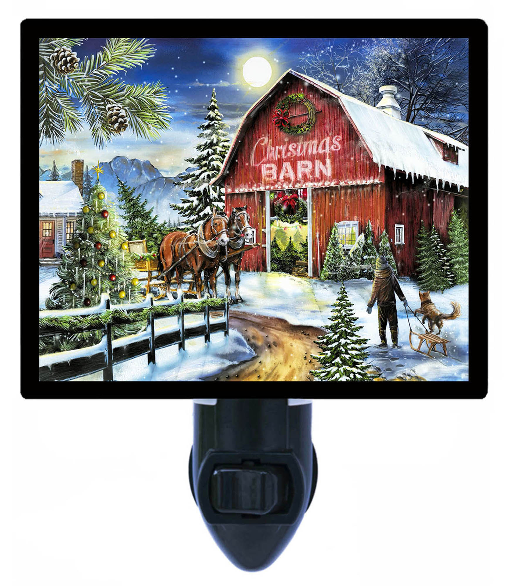 Night Light Designs Christmas Decorative Photo Night Light. The Christmas Barn. Light Comes with Extra 4 Watt Bulb.