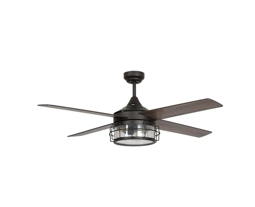 Parrot Uncle 52 in. Indoor/Outdoor Oil Rubbed Bronze Downrod Mount Industrial Ceiling Fan with Light Kit and Remote