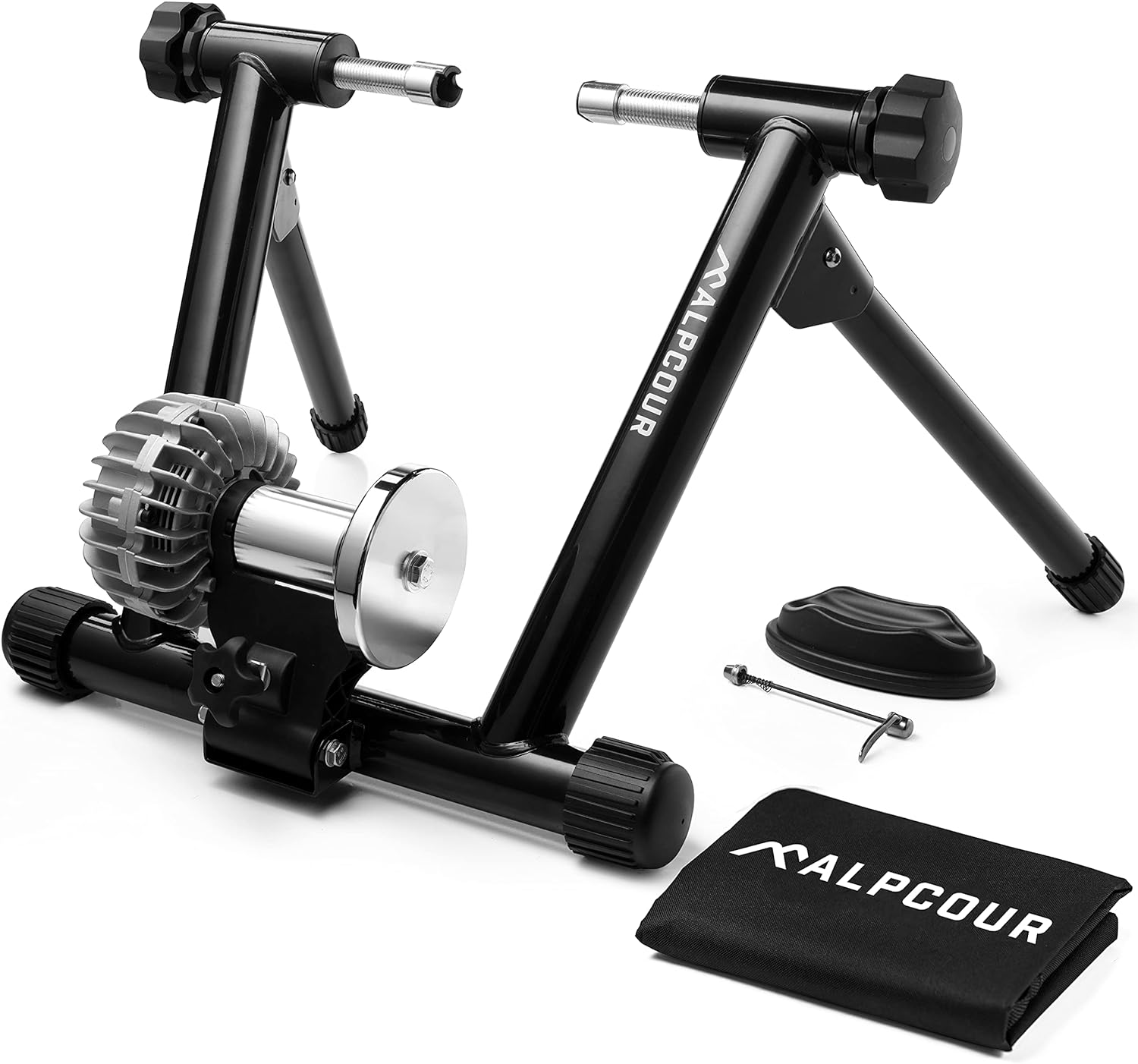 Alpcour Indoor Fluid Bike Trainer Stand - Portable, Stainless Steel, Dual-Lock System