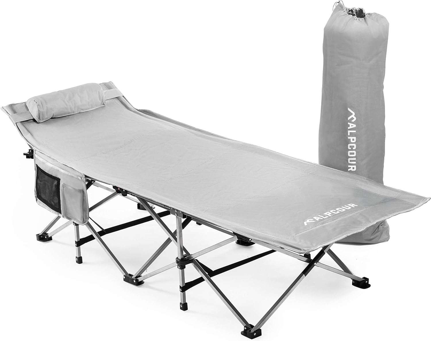 Alpcour XL Compact Folding Camping Bed - Steel Frame, Polyester, 500 Lbs Capacity