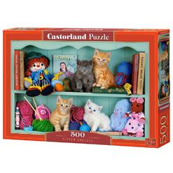 CASTORLAND 500 Piece Jigsaw Puzzle, Kitten Shelves, Animal puzzle, Cat puzzle, Kittie puzzle, Cute cats, Adult Puzzles
