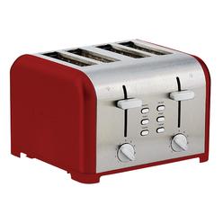 Kenmore Koolatron 4 Slice Toaster, Red Stainless Steel, Dual Controls, Extra Wide Slots, Bagel And Defrost Functions, 9 Browning Levels, Removable