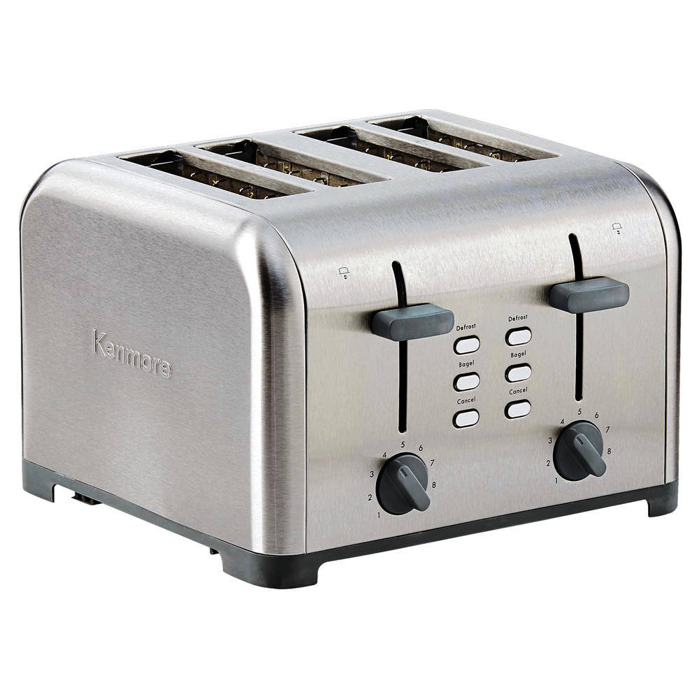 Kenmore 4-Slice Stainless Steel Toaster, Dual Controls, Wide Slot