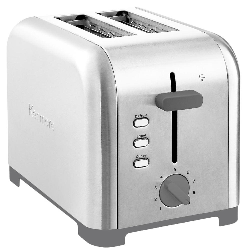 Kenmore 2-Slice Stainless Steel Toaster, Wide Slot, Bagel/Defrost