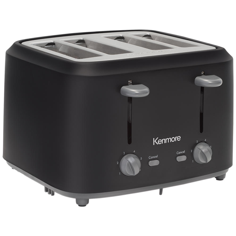 Kenmore 4-Slice Steel Toaster, Matte Black and Gray, Dual Controls