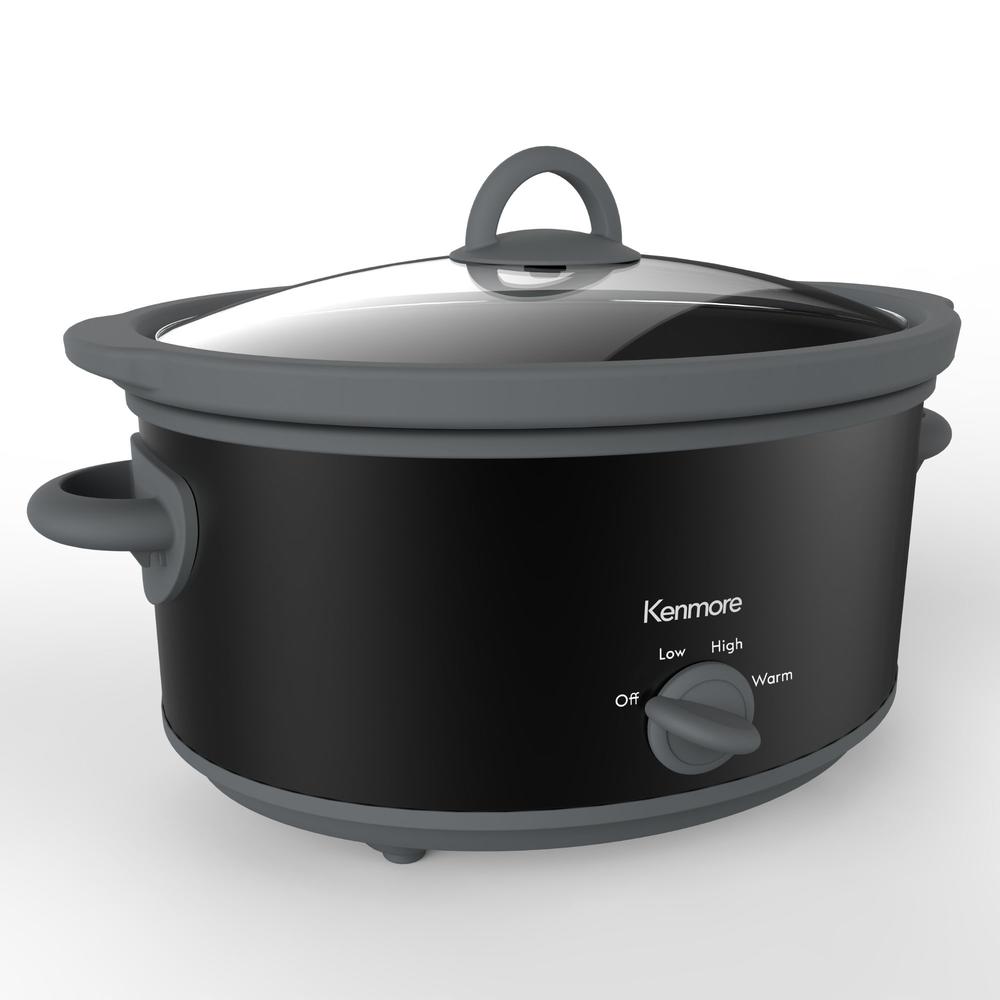 Kenmore Slow Cooker, 5 qt (4.7L), Easy to Use, Dial Control, Black