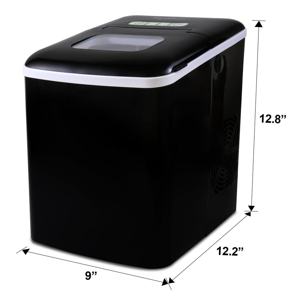 Koolatron Portable Automatic Ice Maker, 1.85L (2 qt), Black, Sm or Lg Ice in 7 Min, Self-Cleaning