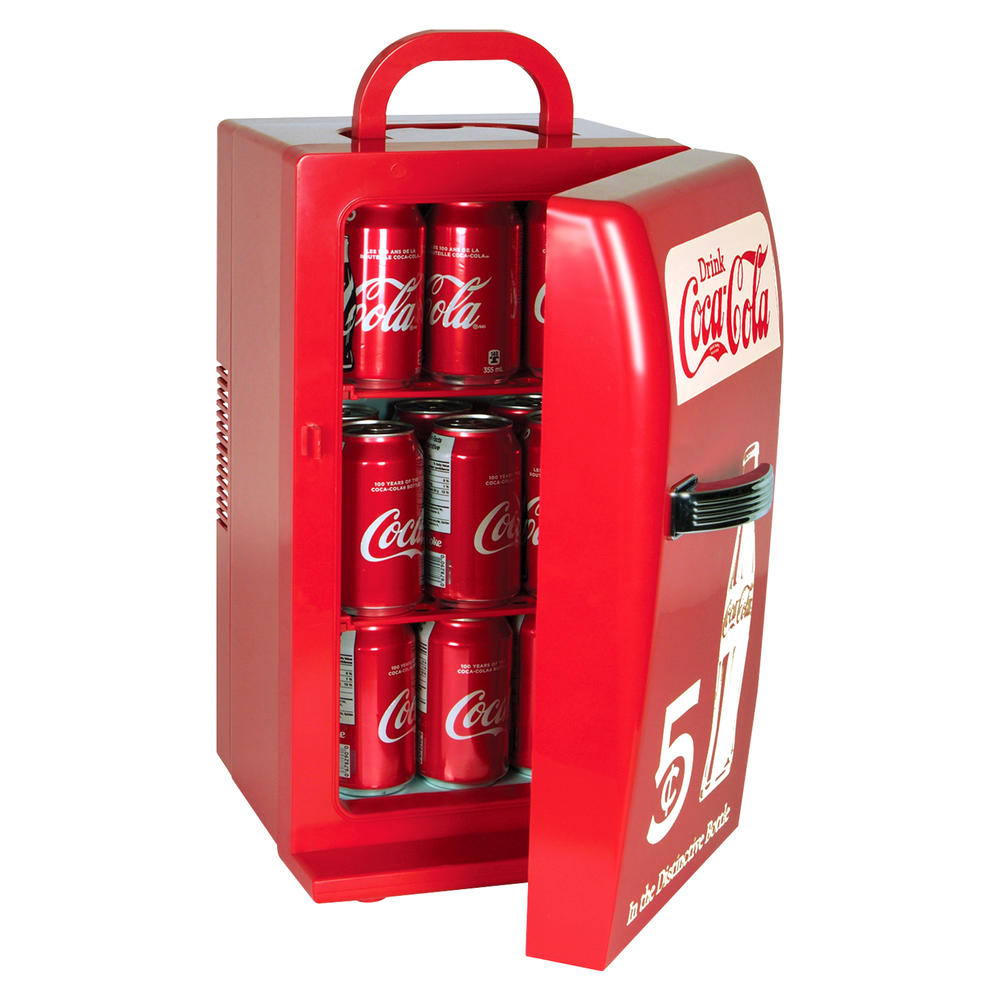 Coca-Cola 18 Can Retro Mini Fridge, 12V DC 110V AC Cooler, 5.4L (5.7 qt)