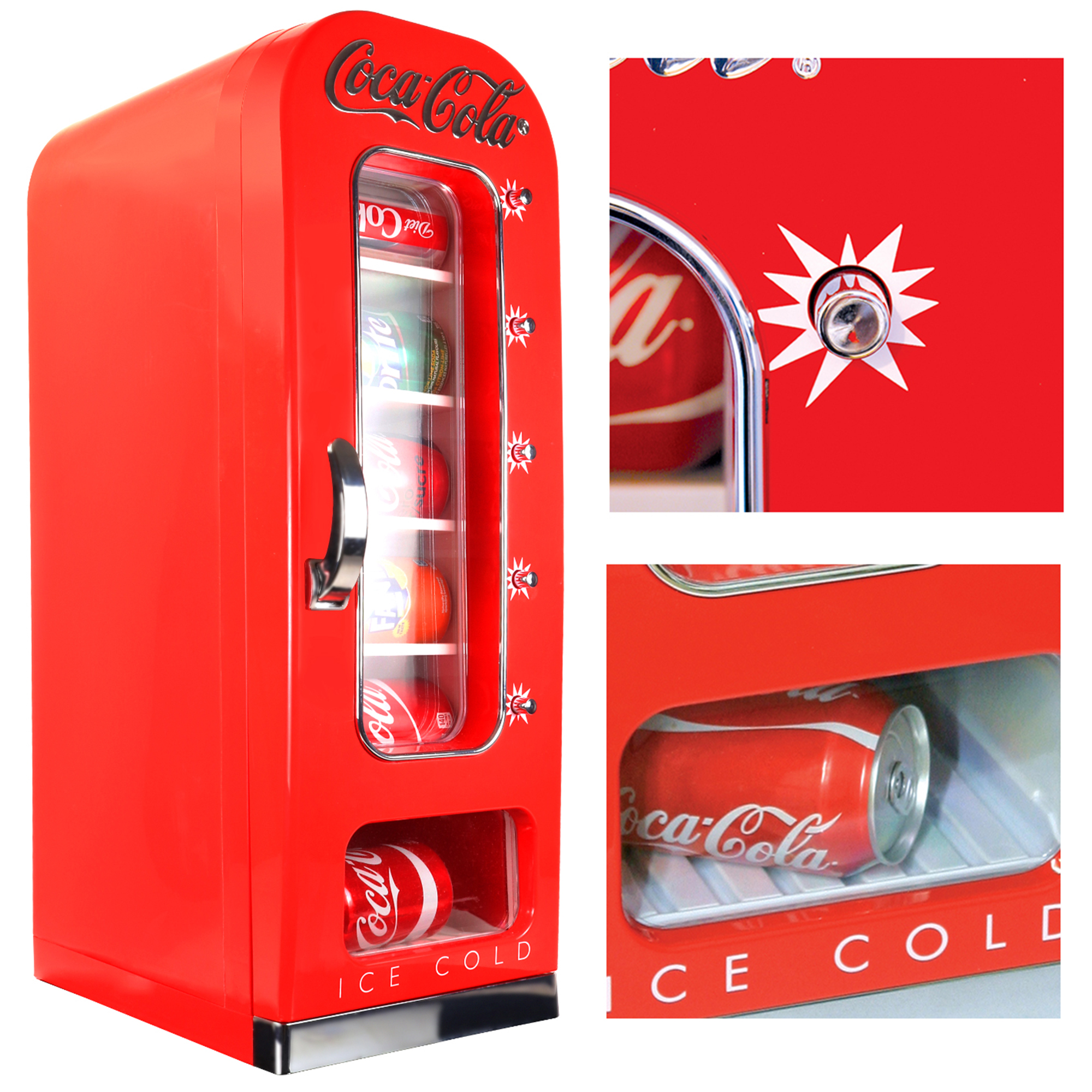 Coca-Cola Vending Machine Mini Fridge 12V DC 110V AC 10 Can Cooler