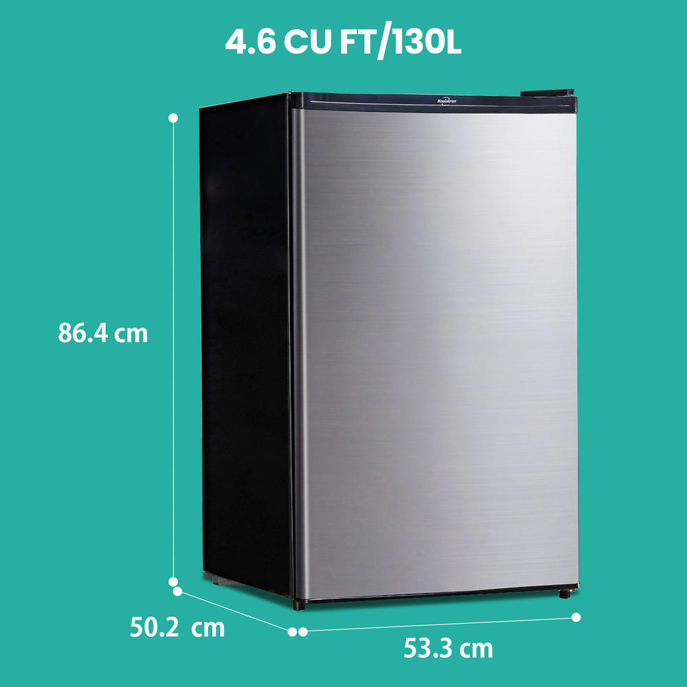 Koolatron Stainless Steel Compact Fridge with Freezer, 4.4 cu ft (124L)