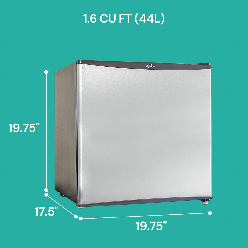 Koolatron Stainless Steel Compact Fridge with Freezer, 1.6 cu ft (44L)
