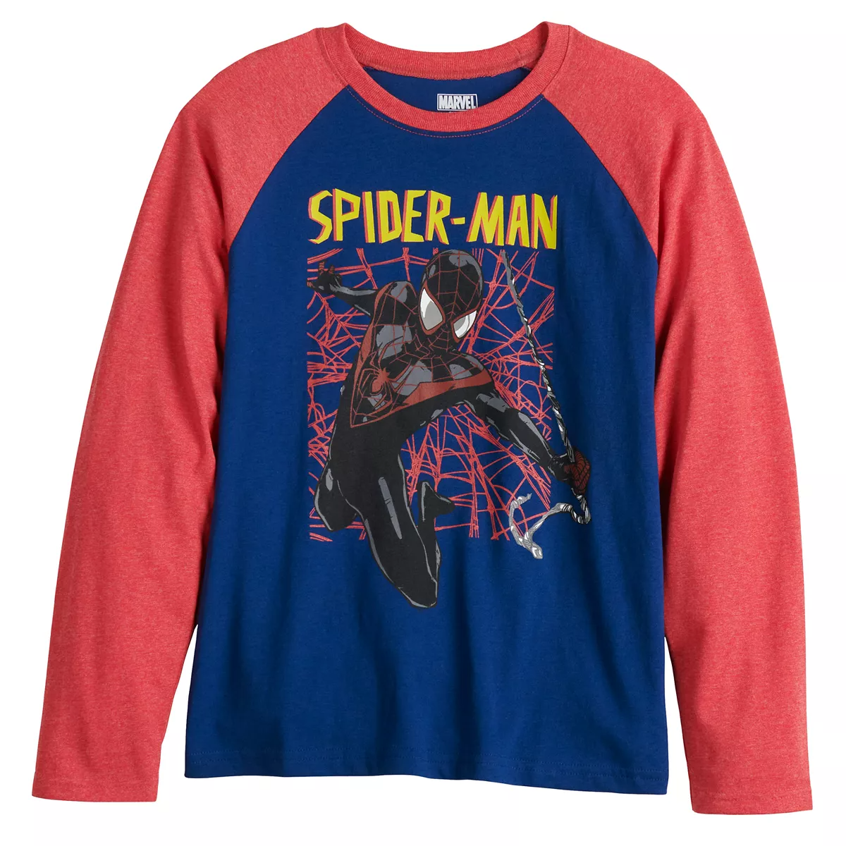 Marvel Boys' Miles Morales Spiderman Long Sleeve Raglan T-Shirt, Sizes 8-18