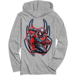 Marvel Big Boys' Spiderman Long Sleeve Hooded T-Shirt, Sizes 8-20