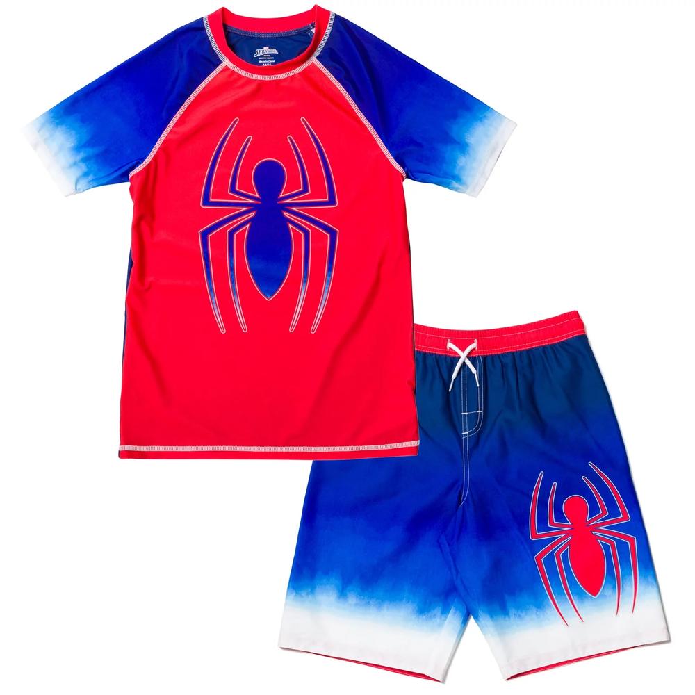 Marvel Boys' Spiderman Rash Guard and Swim Trunks Set, Sizes 2T-7