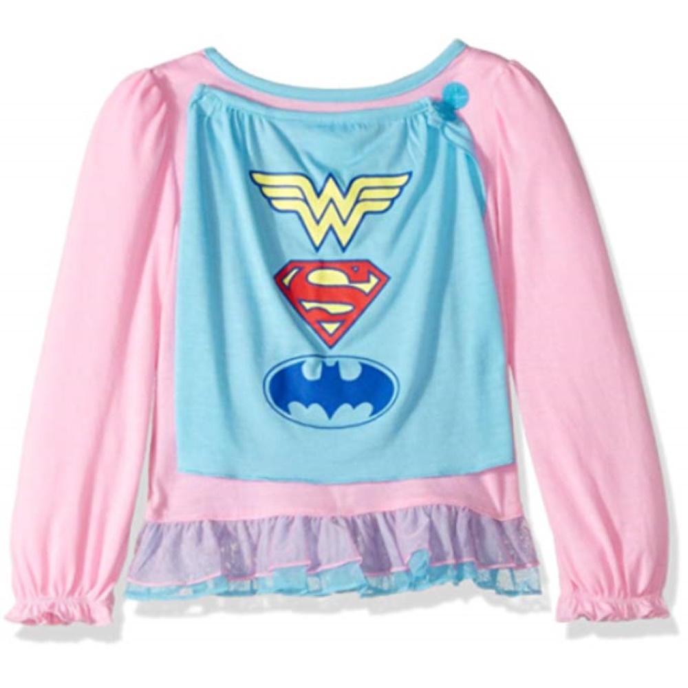 DC Comics Justice League Toddler Girls' 2 Piece Pajama Set with Cape, Sizes 2T-4T