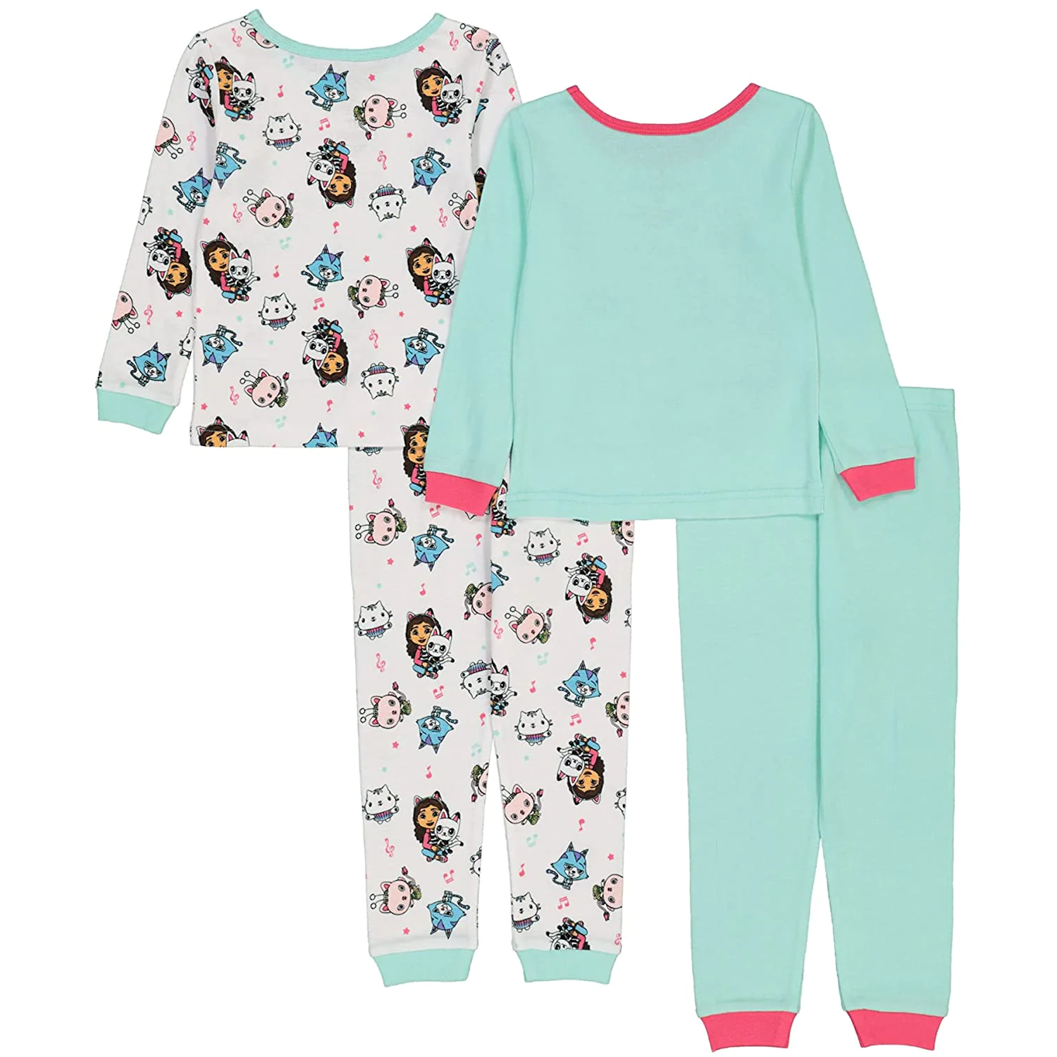 Gabby's Dollhouse Toddler Girls' 4 Piece Long Pajama Set, Sizes 2T-4T
