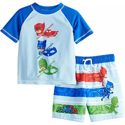 PJ Masks Toddler Boys' Rash Guard and Swim Trunks Set, Sizes 2T-4T