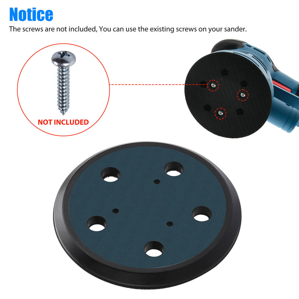 thinkstar 2Pcs 5In 5 Hole Hook & Loop Sander Sanding Pad For Porter ...