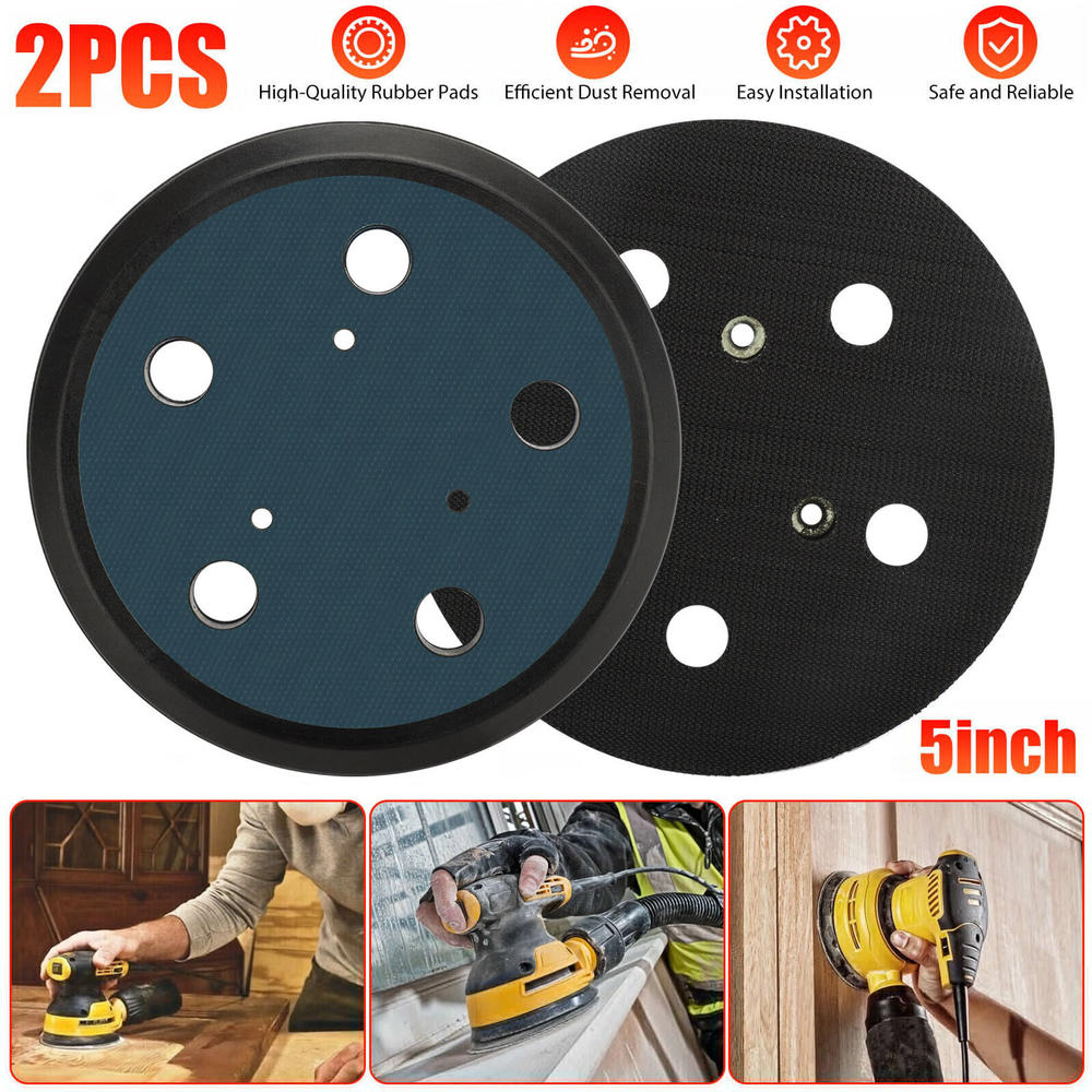 thinkstar 2Pcs 5In 5 Hole Hook & Loop Sander Sanding Pad For Porter ...