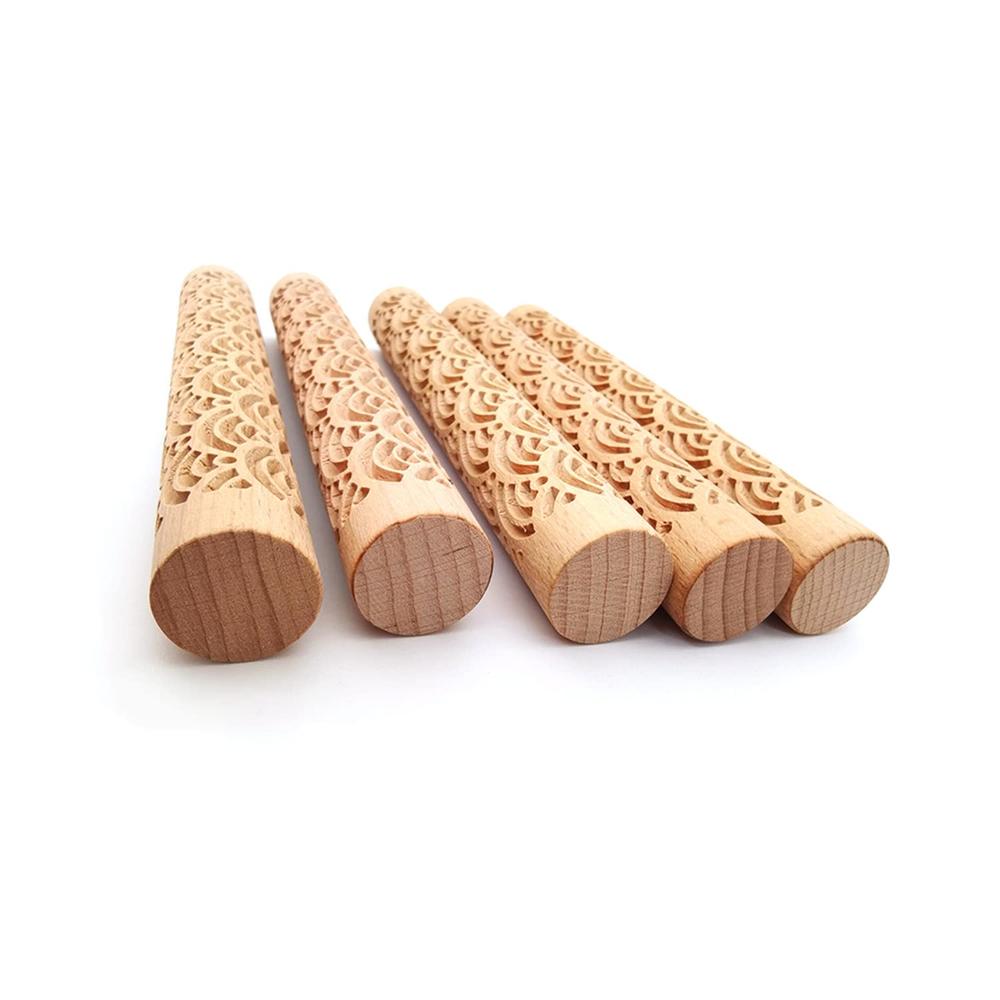 thinkstar Large Texture Rollers 2Cm Pottery Tools Wooden Hand Rollers ...