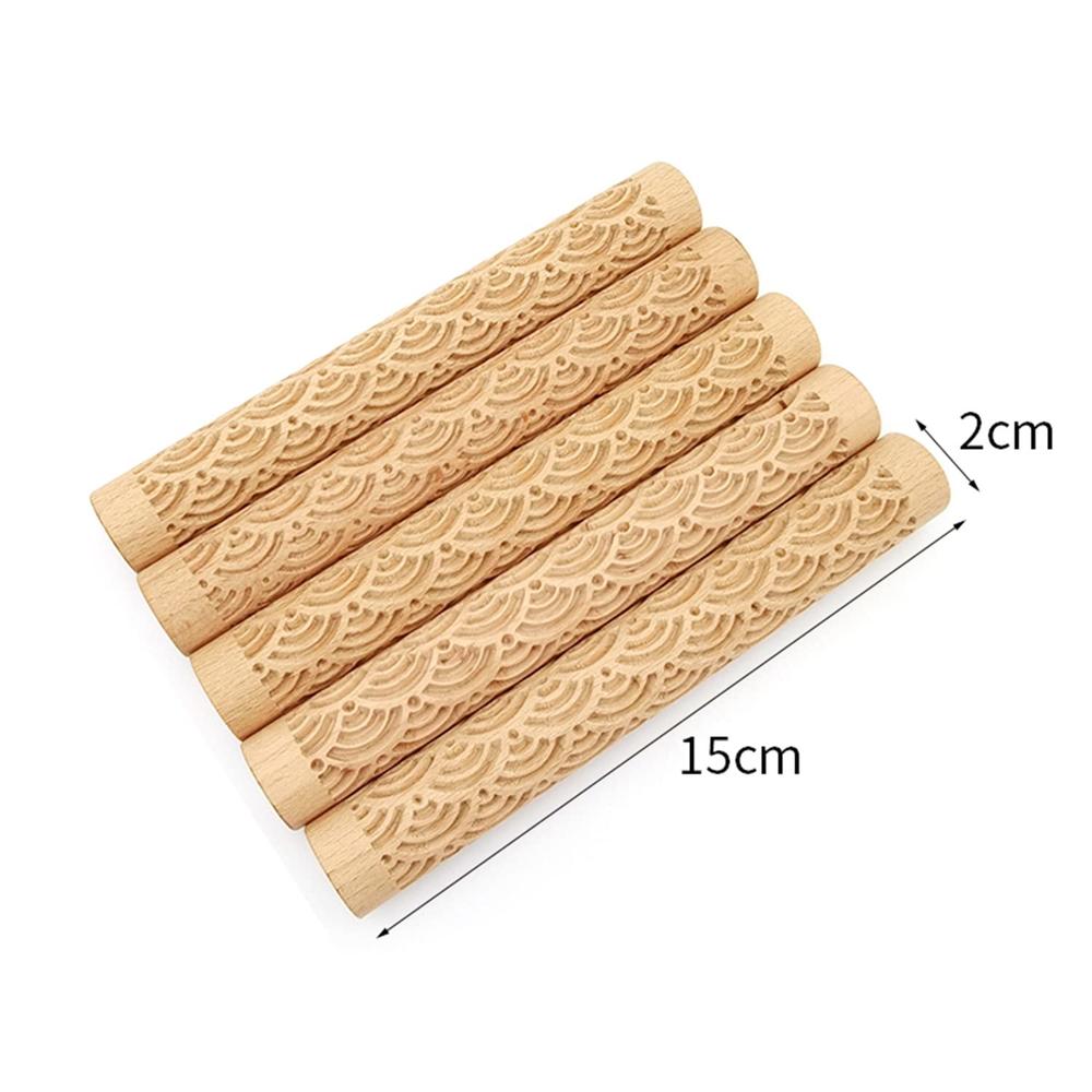 thinkstar Large Texture Rollers 2Cm Pottery Tools Wooden Hand Rollers ...