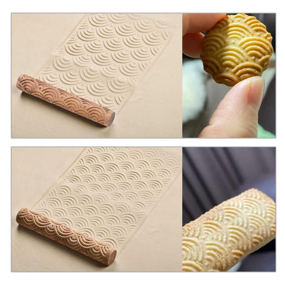 thinkstar Large Texture Rollers 2Cm Pottery Tools Wooden Hand Rollers ...