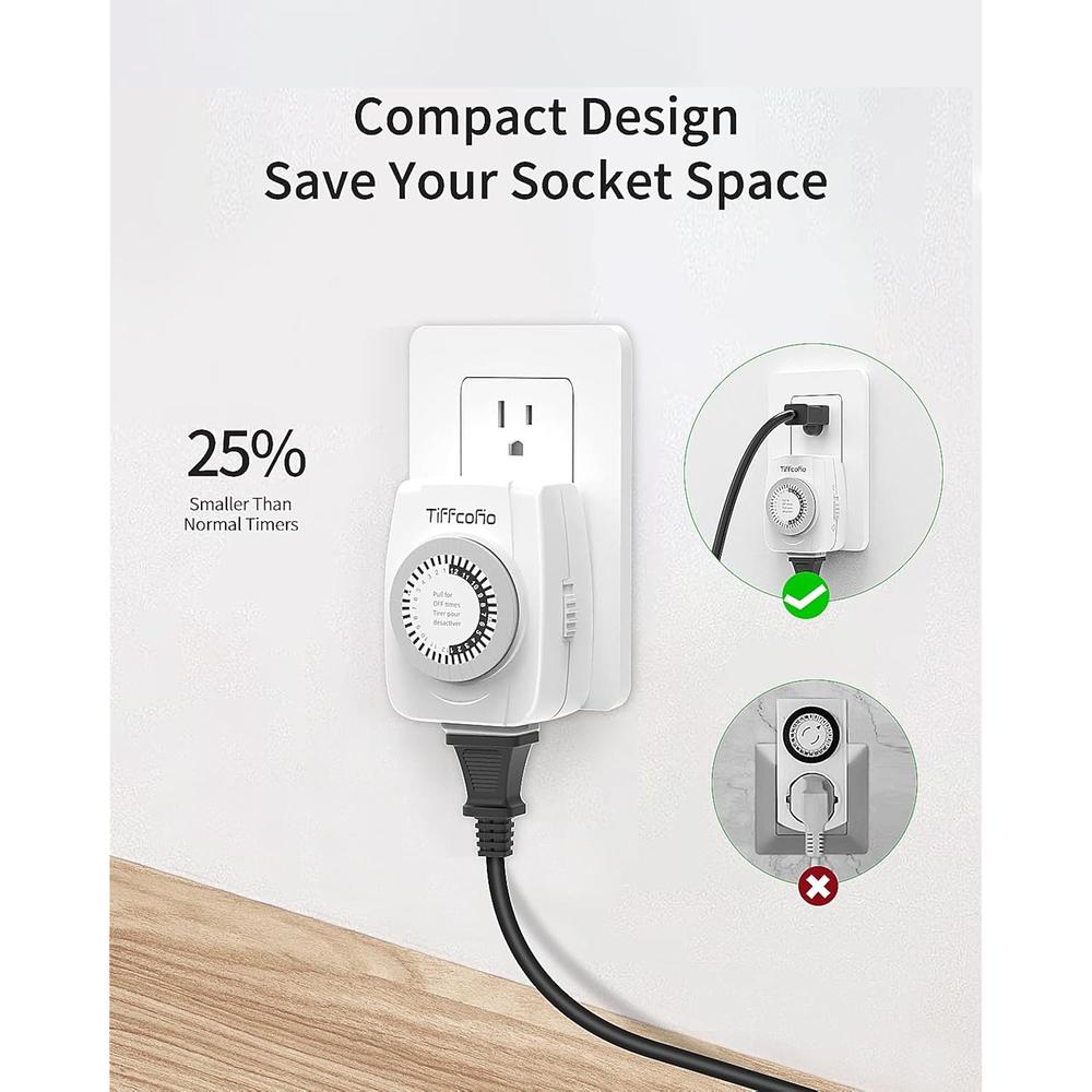 thinkstar Indoor Mechanical Outlet Timer, 3 Prong Timers For Electrical ...