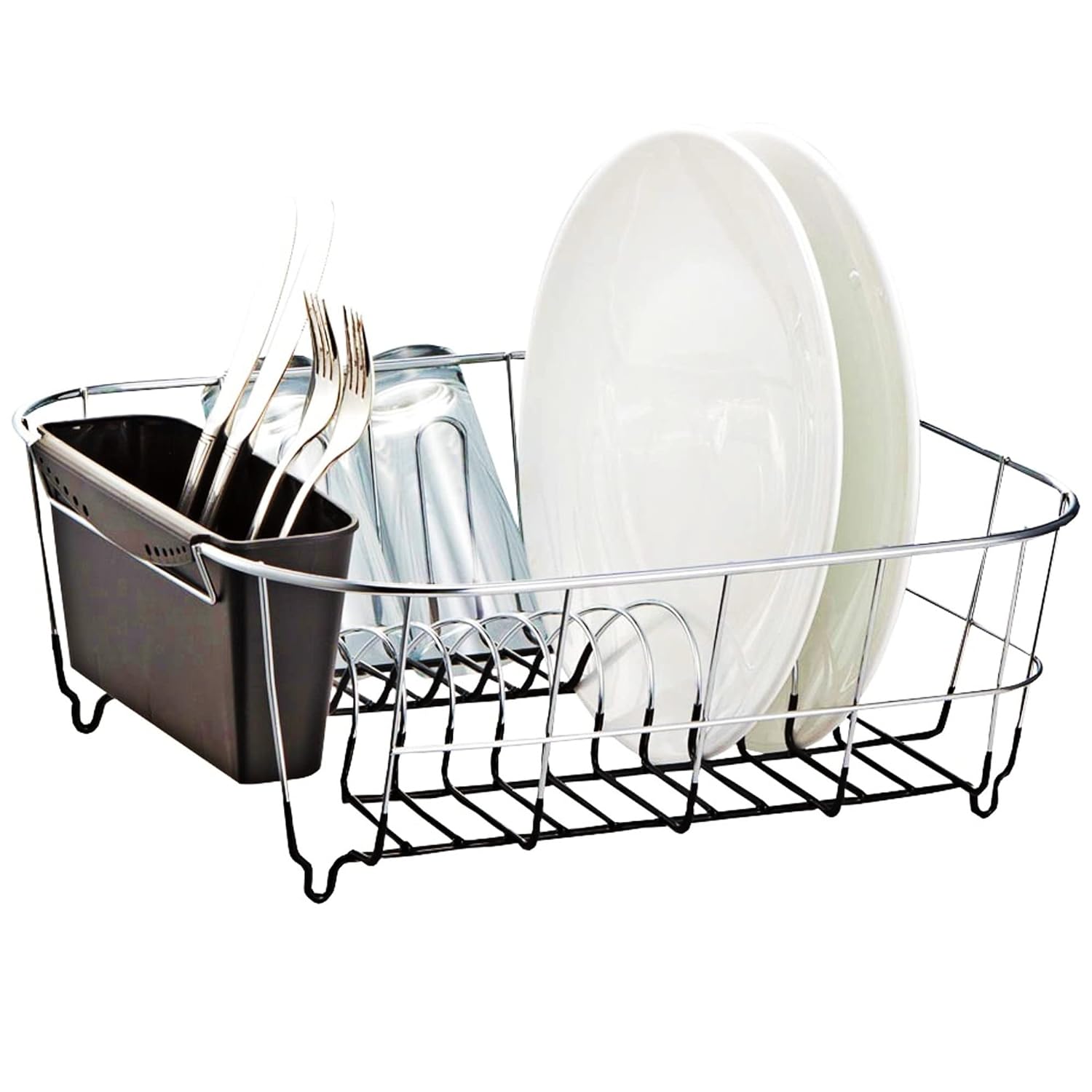 thinkstar Deluxe Chrome-Plated Steel Small Dish Drainers (Black)