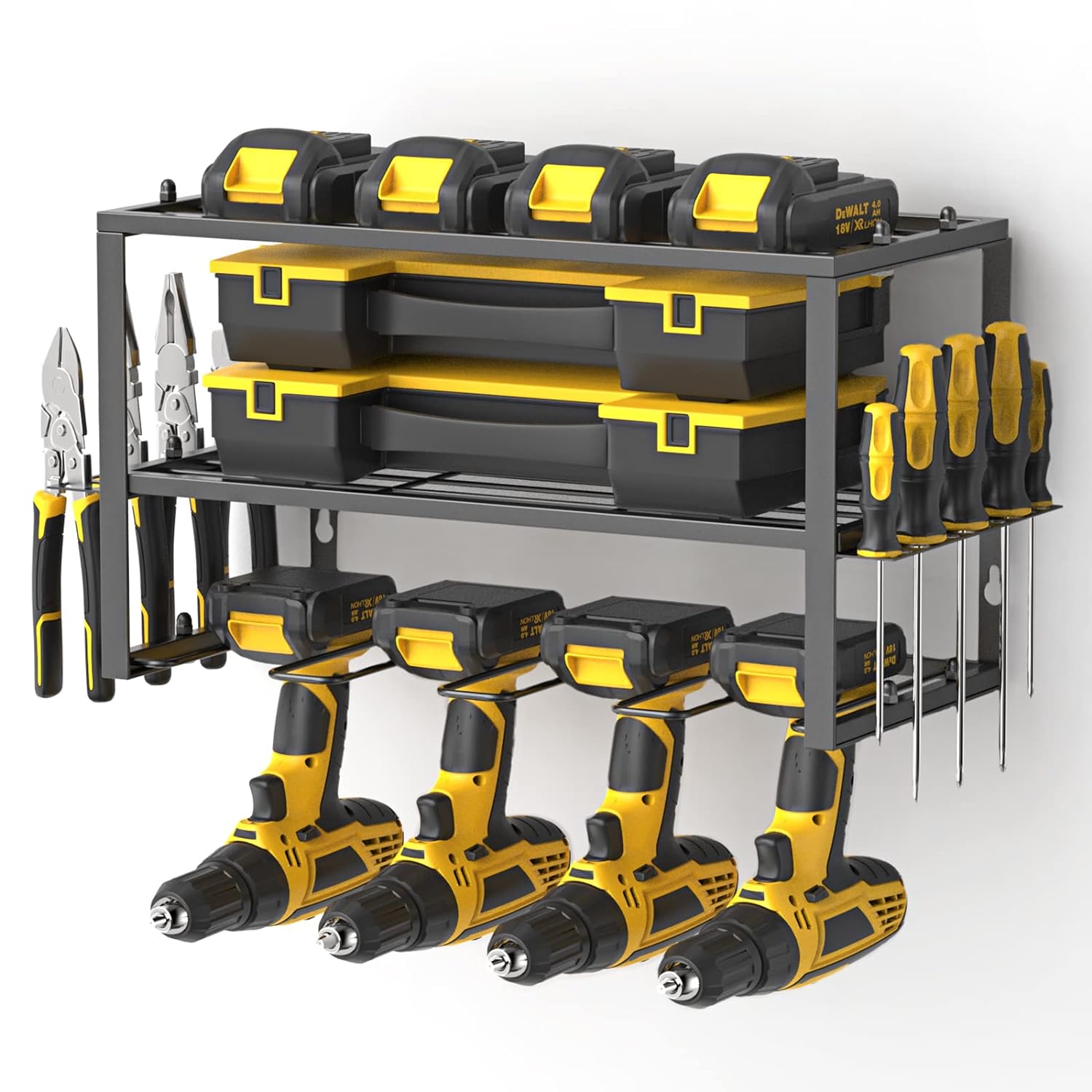 thinkstar Power Tool Organizer- Cordless Power Drill Tool Holder- Heavy Duty Tool Shelf & 1 Pack 3 Layers Tool Rack - Floating Tool