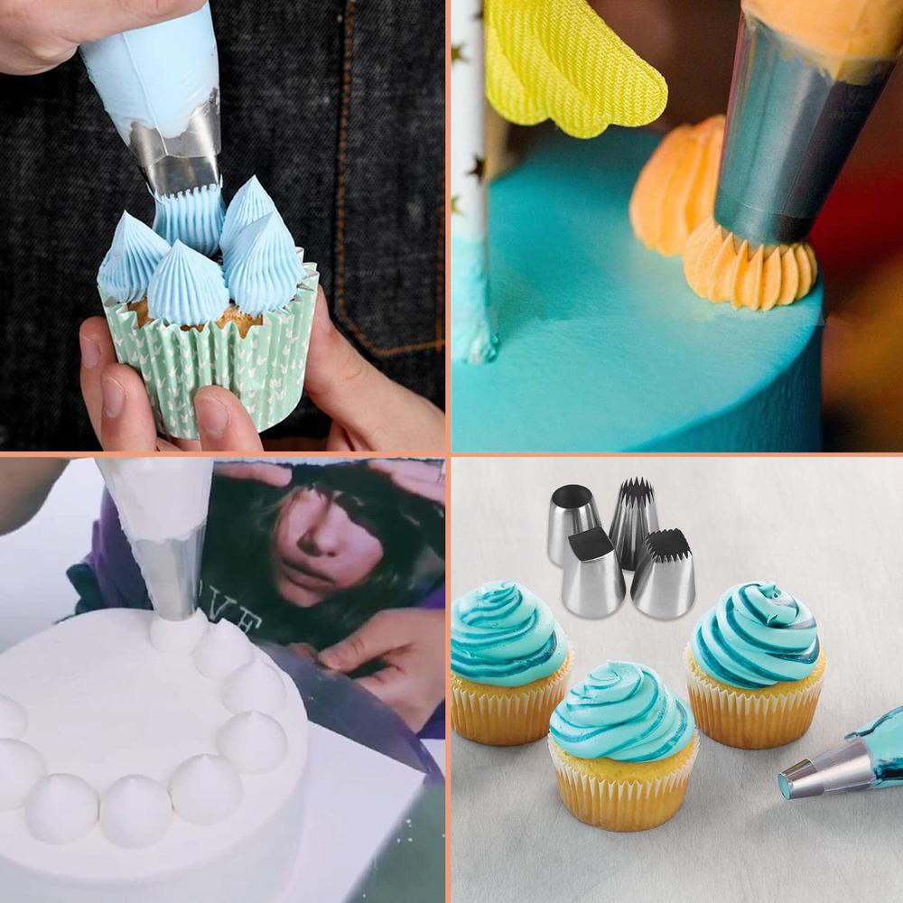 thinkstar Extra Large Piping Tips Set, Stainless Steel Round Piping ...