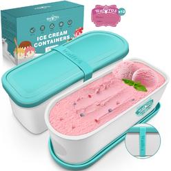 thinkstar Ice Cream Containers - 1.6 Quart Each, Reusable Homemade Ice Cream Tubs With Silicone Lids, Stackable Freezer Storage Cont?