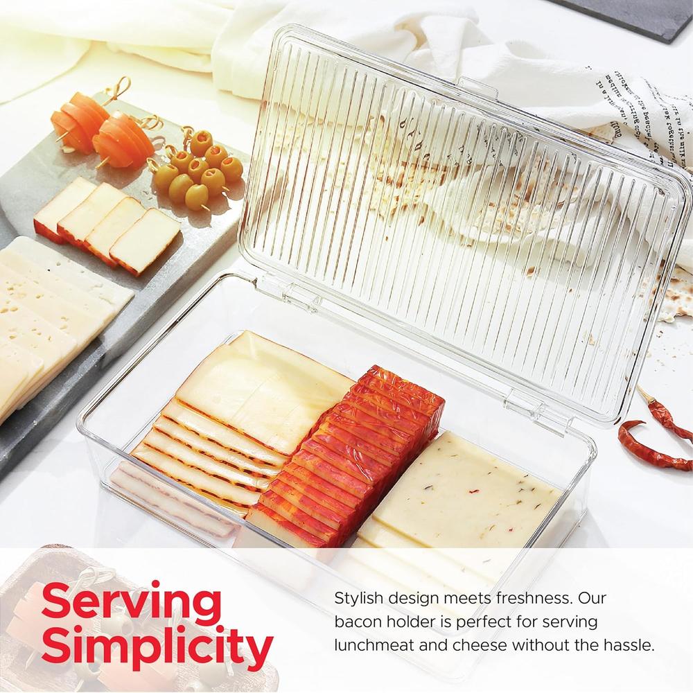 thinkstar Bacon Container For Refrigerator (2 Pack) Bacon Storage ...