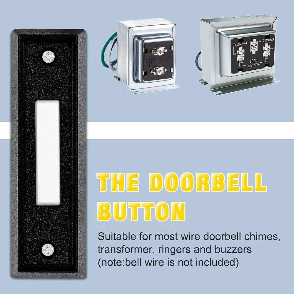 thinkstar Lighted Doorbell Button, Wired Door Bell Push Buttons Led ...