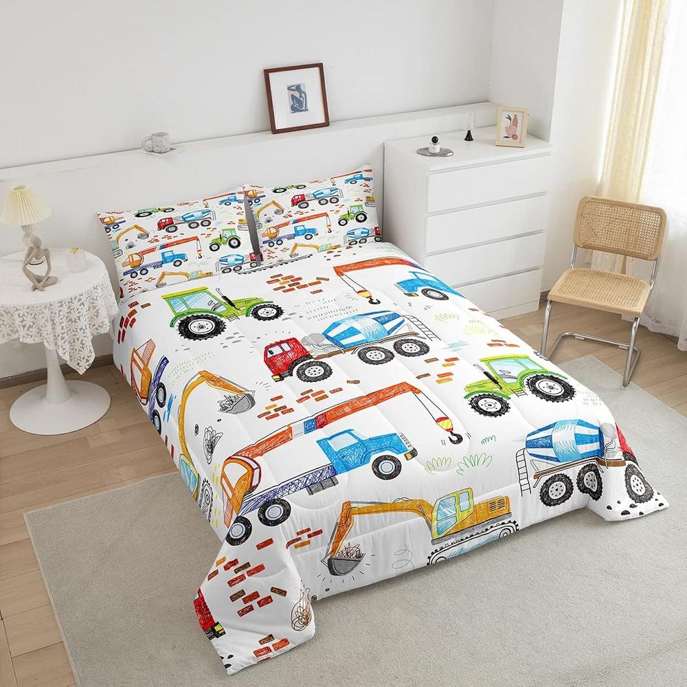 thinkstar Excavator Comforter Set Cartoon Truck Bedding Sets ...