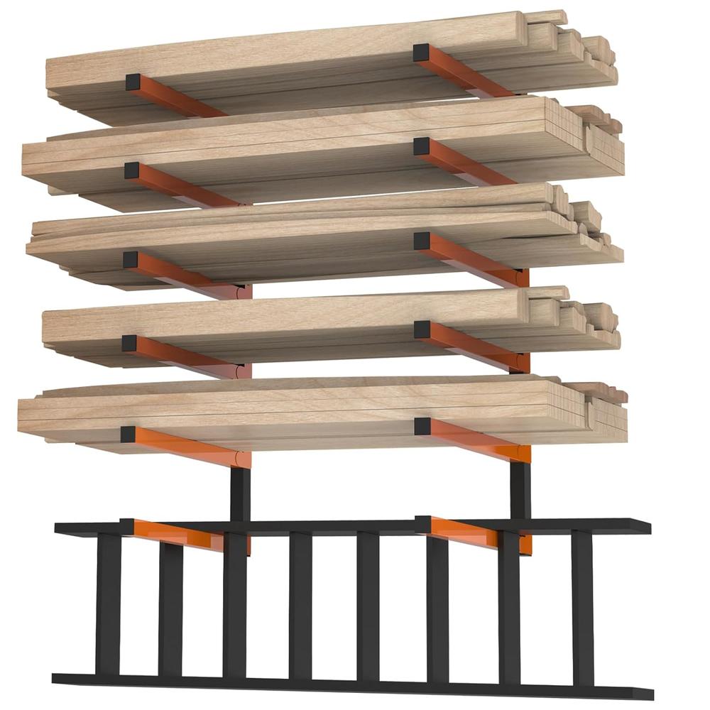 thinkstar Lumber Storage Rack Wall Mount, 4 Packs 3-Level Heavy Duty ...