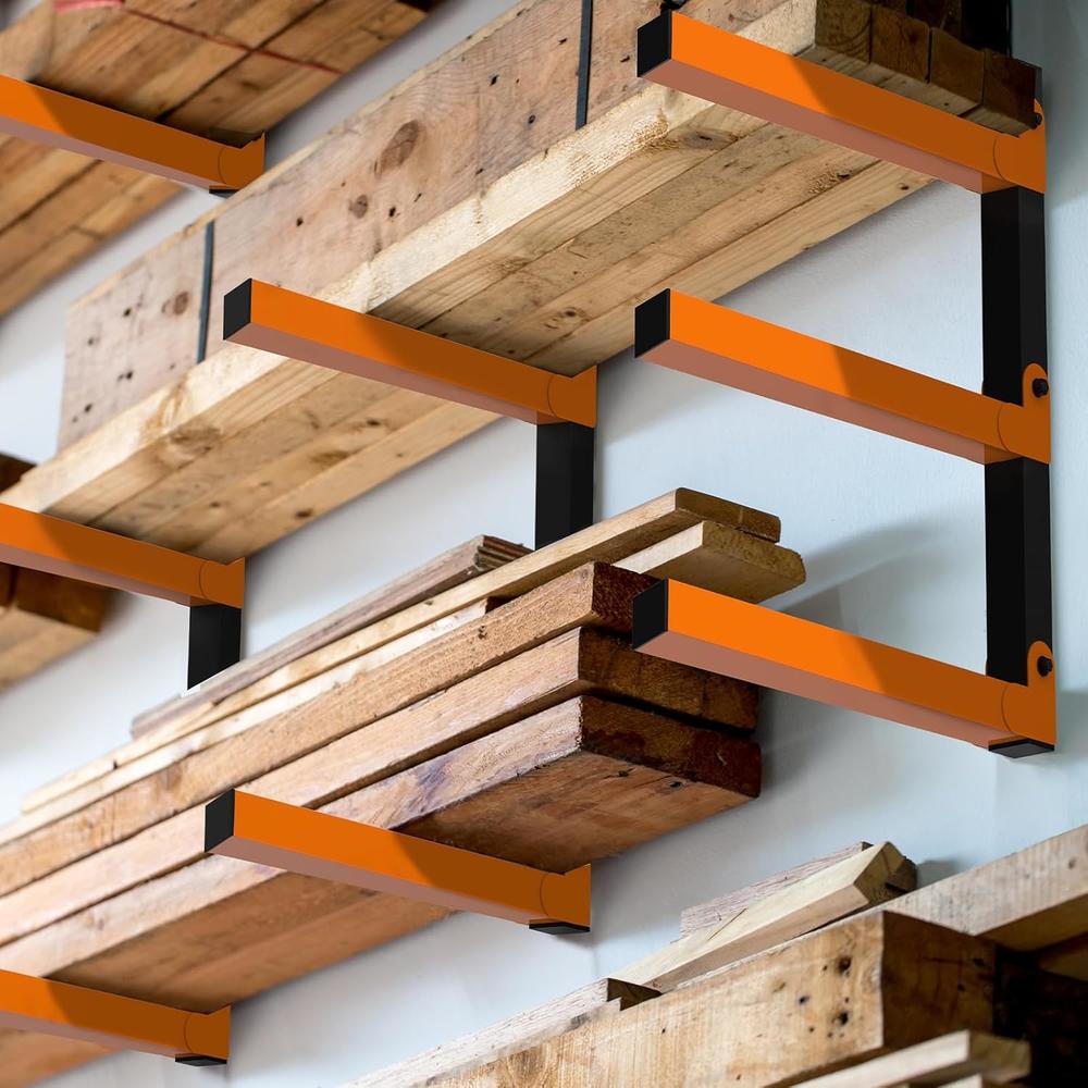 thinkstar Lumber Storage Rack Wall Mount, 4 Packs 3-Level Heavy Duty ...